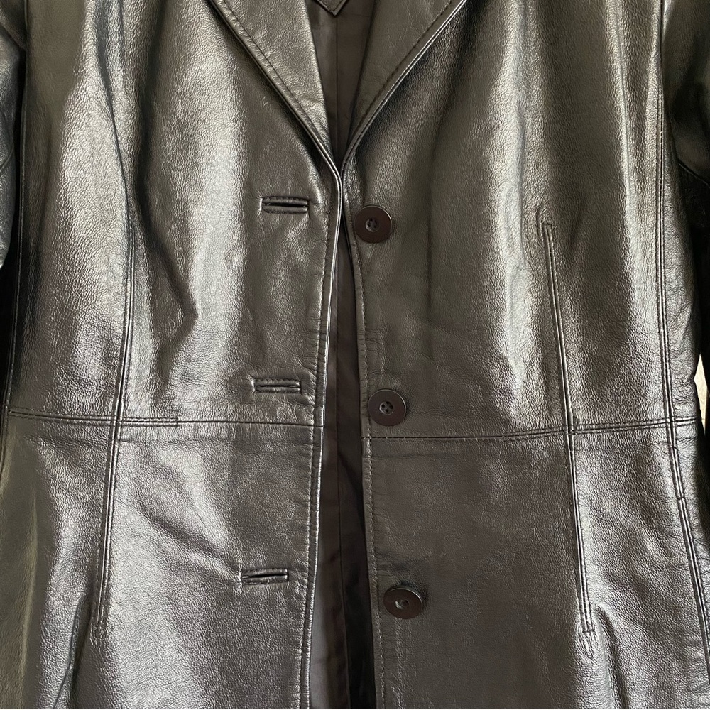 Worthington genuine petite fitted button up leather jacket - Picture 5 of 6